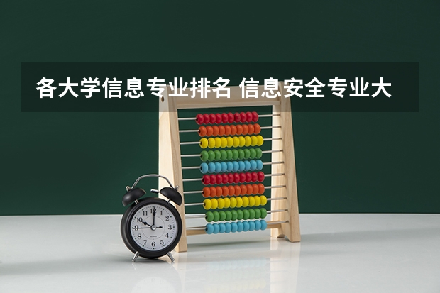 各大学信息专业排名 信息安全专业大学排名及就业前景
